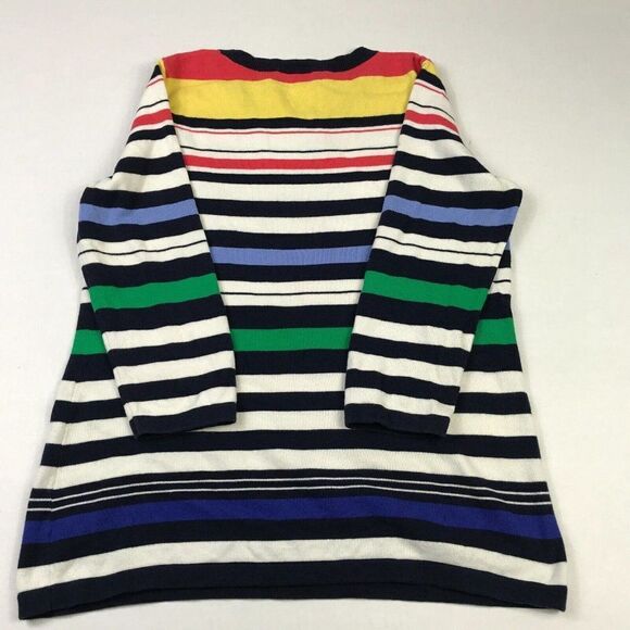 Talbots Cotton Nautical Sweater Striped 3/4 Sleeve Crew Neck Pullover PM Petites - Picture 10 of 11